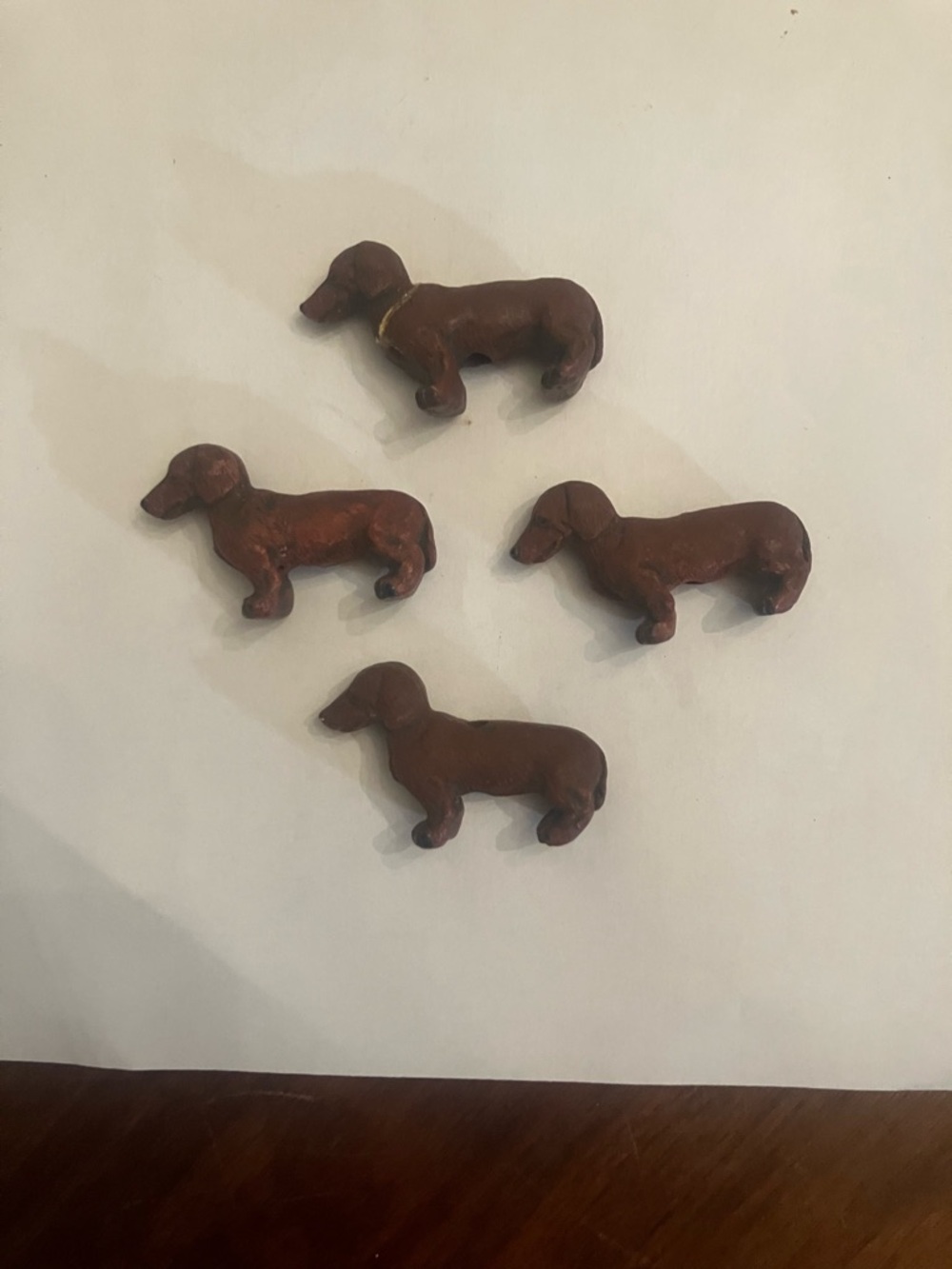 Set of 4 Dachshund Dog Charms - Brown
